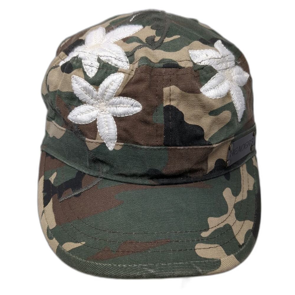 Headers Army Cap Green One Size Flower Embroidery Camouflage Cadet Military Hat